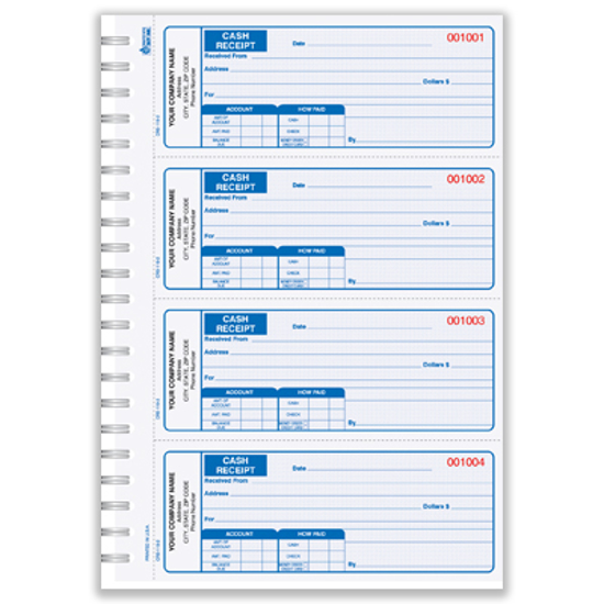 customized receipt books