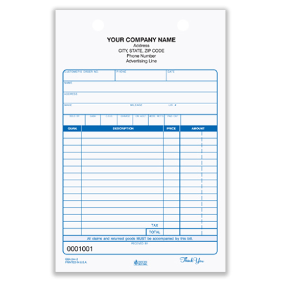 blank auto repair invoice