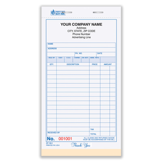 sales receipt books 2-part