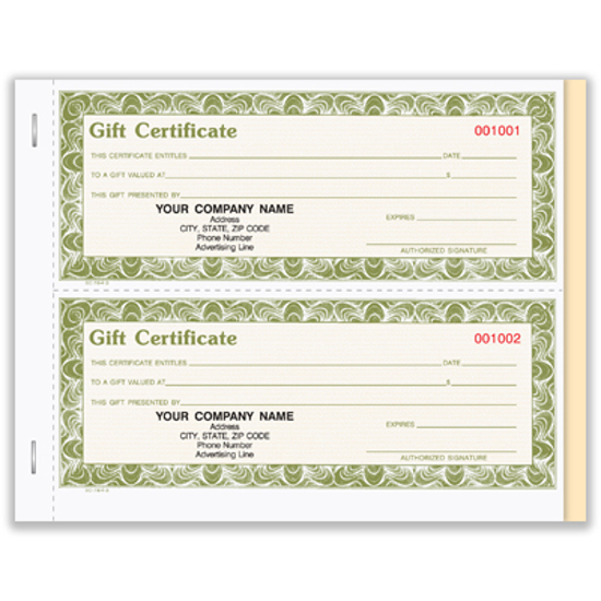 gift certificate book