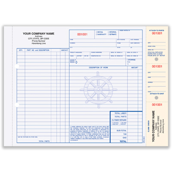 Picture of Marine Repair Order Form - 3 Part Carbon (MRO-636-3)