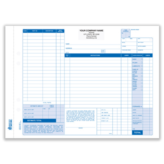 Picture of Auto Repair Order Form - 3 Part Carbonless (AROCC-667-3)