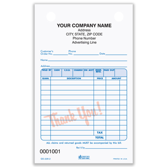 Picture of General Sales Register Form - 2 Part Carbonless (GS-228-2)