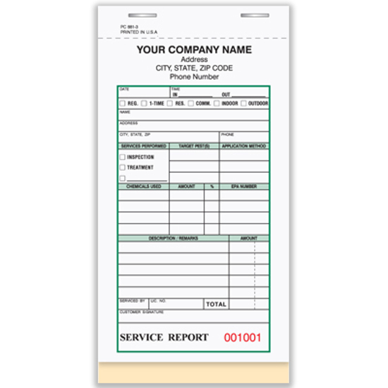 Picture of Pest Control Service Report Book - 3 Part Carbonless (PC-881-3)