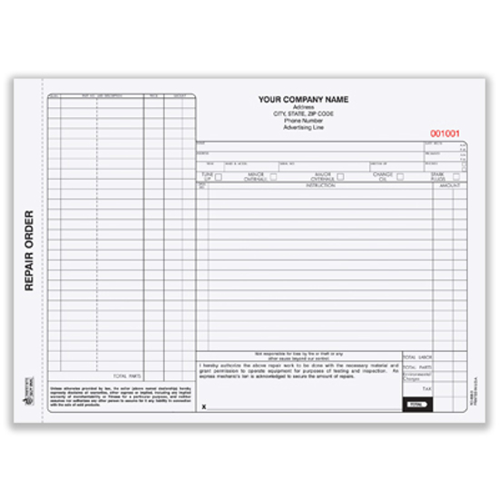 Picture of Automotive Repair Order Form - 3 Part Carbonless (ROCC-558-3)