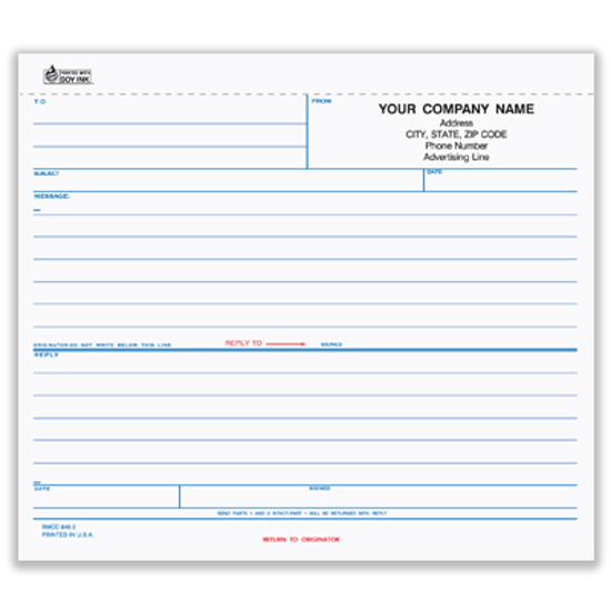 Picture of Ruled-Reply Memo - 2 Part Carbonless (RMCC-848-2)