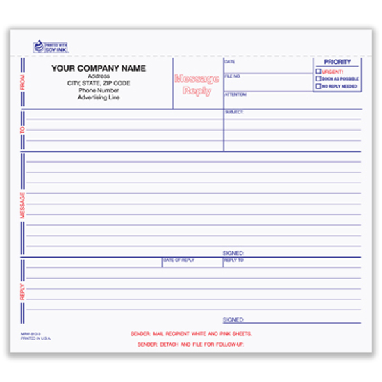 Picture of Message/Reply Memo - 3 Part Carbonless (MRM-810-3)