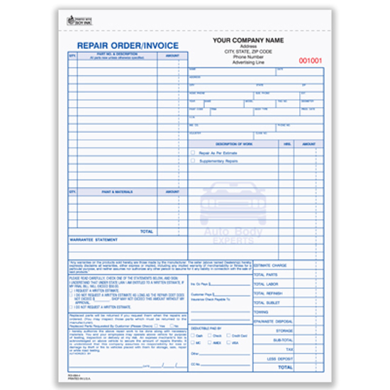 Picture of Repair Order/Invoice Form - 4 Part Carbonless (ROI-694-4)