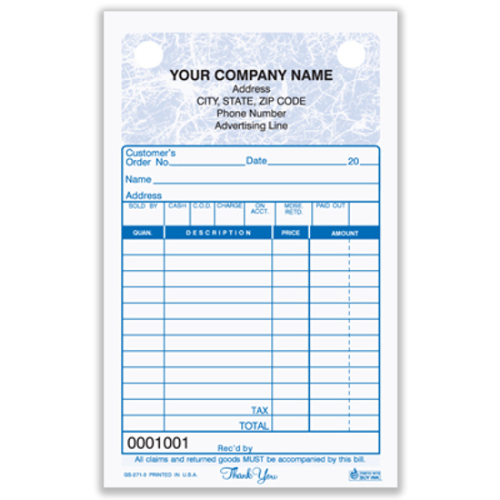 Picture of General Sales Register Form - 2 Part Carbonless - Marble (GS-271-2)