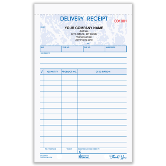 delivery receipt form