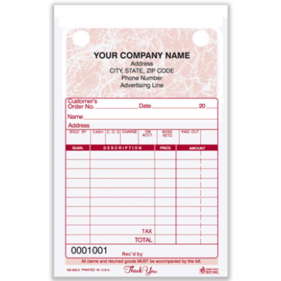 Picture of General Sales Register Form - 2 Part Carbonless - Marble (GS-252-2)