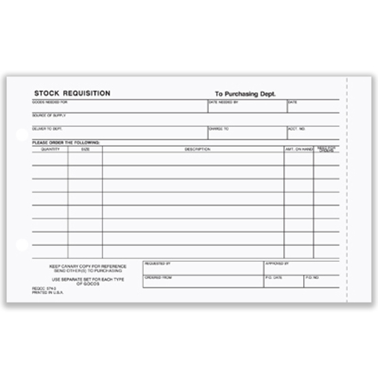 Picture of Stock Requisition Form - 3 Part Carbonless (REQCC-574-3)