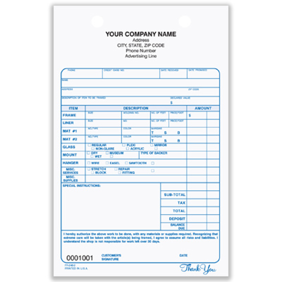 Picture of Framing Registration Form - 3 Part Carbonless (FR-248-3)