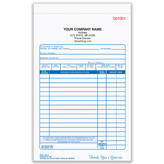 Picture of General Sales Form - 3 Part Carbonless (GSCC-552-3)