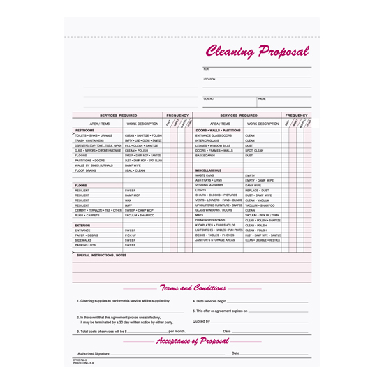 Picture of Janitorial Cleaning Proposal - 3 Part Carbonless (CPCC-796-3)