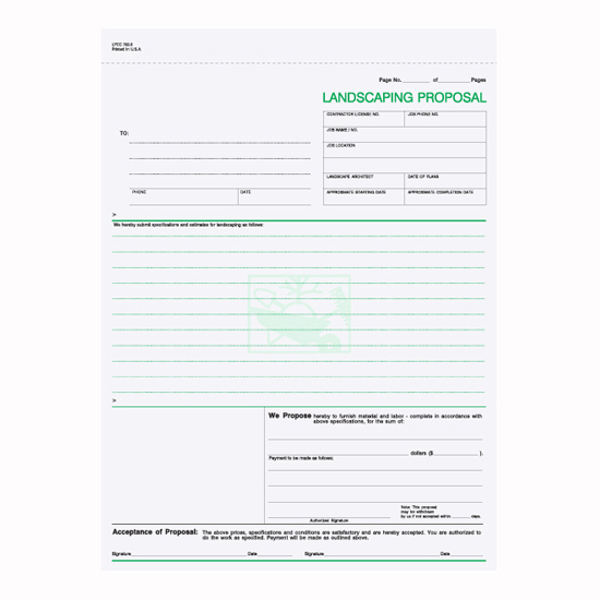 Picture of Landscaping Proposal - 3 Part Carbonless (LPCC-792-3)