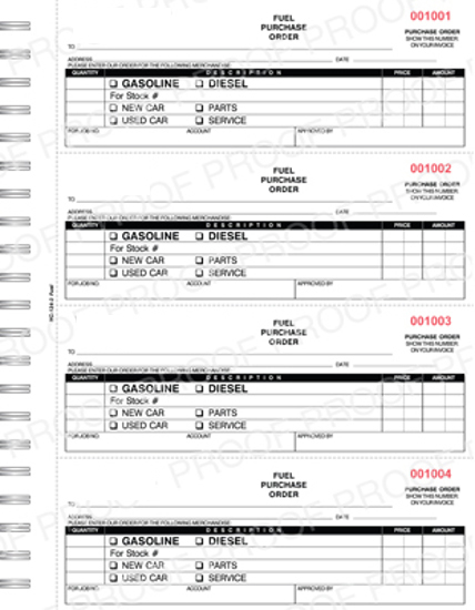 Picture of FUEL Purchase Order Book - 3 Part Carbonless - Blank (NC-124-3-FUEL-BLNK)