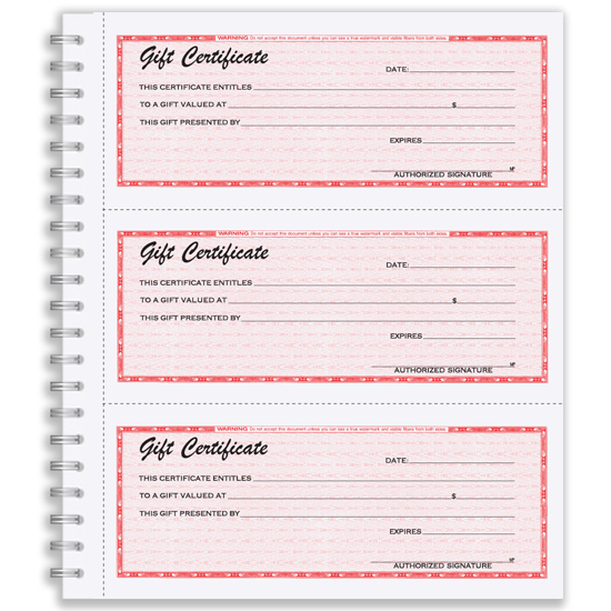 Picture of Gift Certificate Wire-Bound Book - Blank (GC-791-2-BLNK)