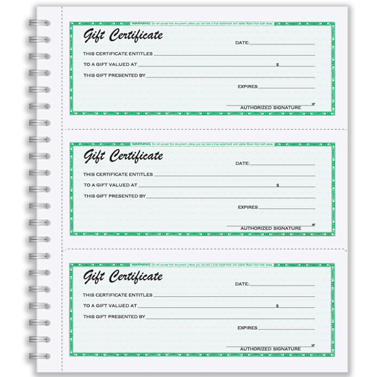 Picture of Gift Certificate Wire-Bound Book - Blank (GC-792-2-BLNK)