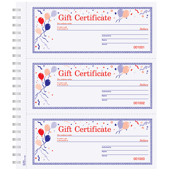 Picture of Gift Certificate Wire-Bound Book - Blank (GC-793-2-BLNK