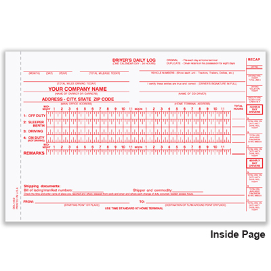 Picture of Driver's Log Book - 2 Part Carbonless - No DVIR Backer (DDL-343-2)