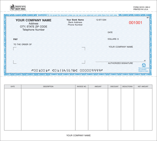 Picture of Accounts Payable Security Check - 2PT Blue Screened Background (SCCC-380-2)