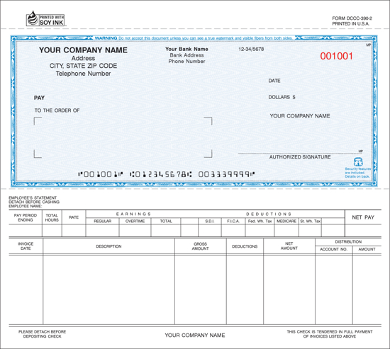 Picture of Dual Purpose Security Check - 2PT Blue Screened Background (DCCC-390-2)