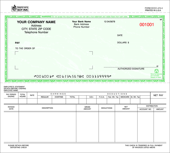 Picture of Dual Purpose Security Check - 2PT Green Marble Background (DCCC-472-2)