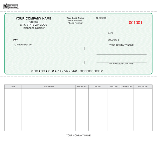 Picture of Accounts Payable Check - 3PT Green Carbonless (SCCC-617-3)