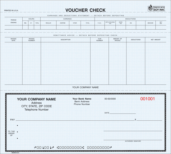 Picture of Dual-Purpose Voucher Check - 3PT Blue Carbon (DCB-612-3)