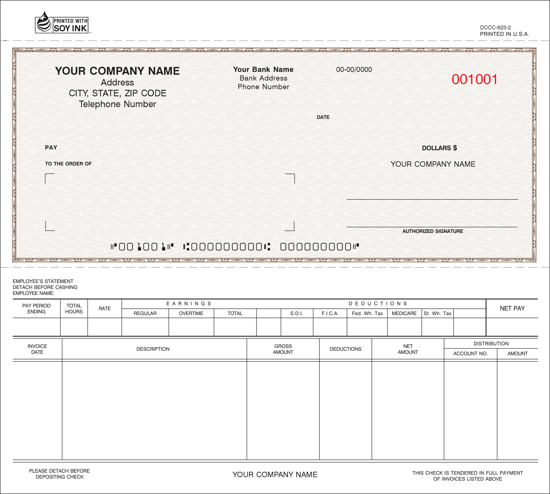 Picture of Dual-Purpose Check - 2PT Brown Carbonless (DCCC-623-2)