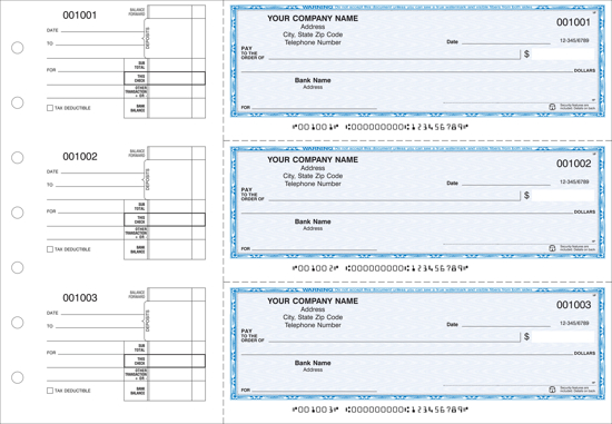 Picture of 7-Ring Binder General Expense Checks 1 Part Blue (DFC-334-1)