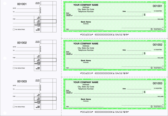 Picture of 3-Ring Binder General Expense Checks 1 Part Green (DFC-054-1)