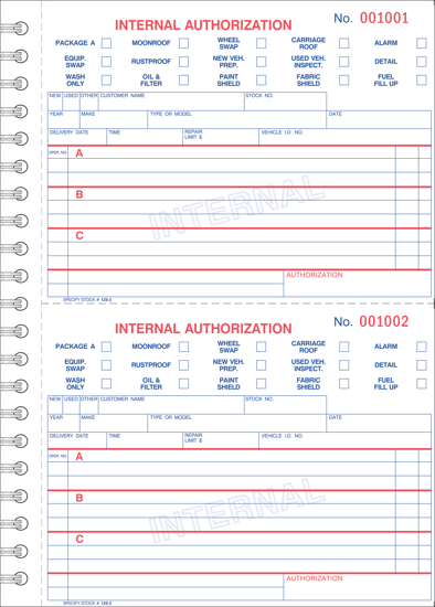 Picture of Internal Authorization Book (Form-125-3)